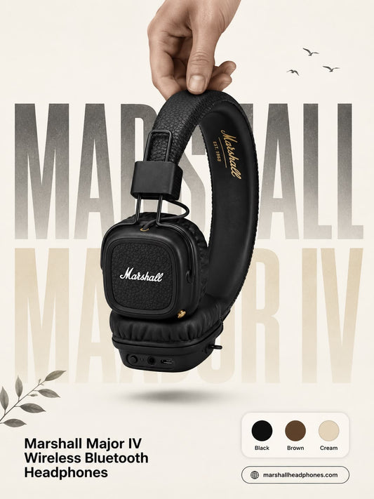Marshall Major IV Wireless Bluetooth Headphones – 80+ Hours Playtime