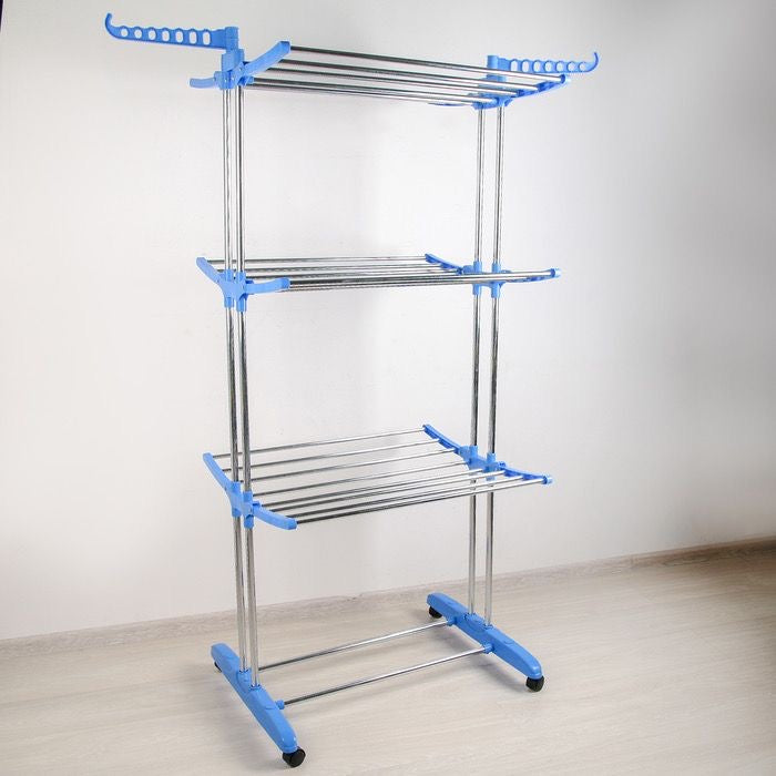 3-Tier Foldable Clothes Drying Rack with Wheels – Indoor & Outdoor Laundry Stand