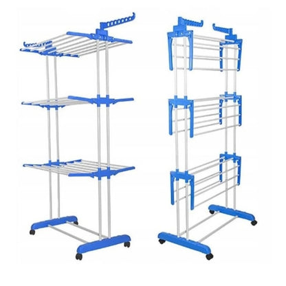 3-Tier Foldable Clothes Drying Rack with Wheels – Indoor & Outdoor Laundry Stand