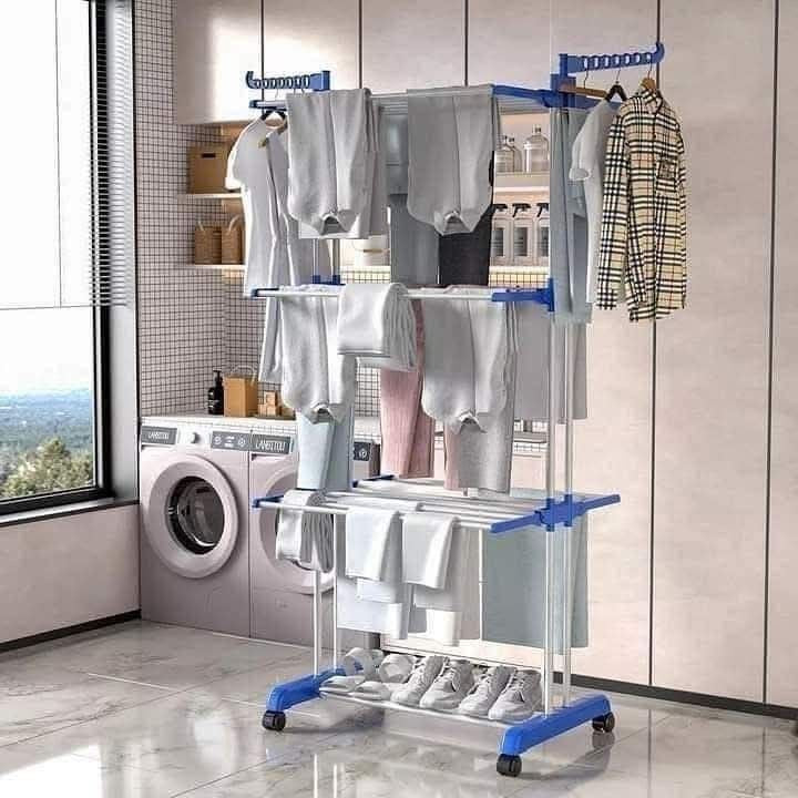 3-Tier Foldable Clothes Drying Rack with Wheels – Indoor & Outdoor Laundry Stand