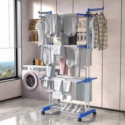 3-Tier Foldable Clothes Drying Rack with Wheels – Indoor & Outdoor Laundry Stand