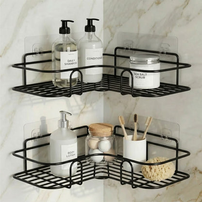 2-Tier Corner Shower Caddy – No-Drill Adhesive Bathroom Organizer