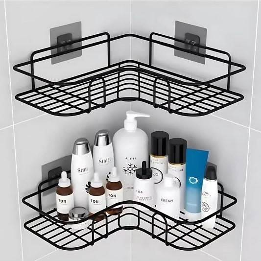 2-Tier Corner Shower Caddy – No-Drill Adhesive Bathroom Organizer