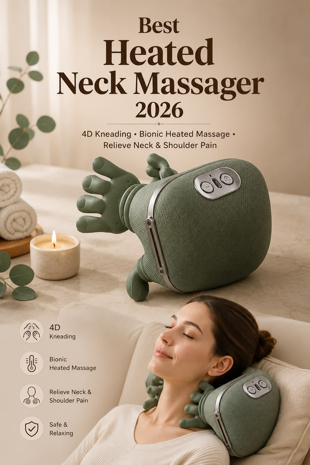 3D Electric Neck & Shoulder Massager – Portable Kneading Massage Device