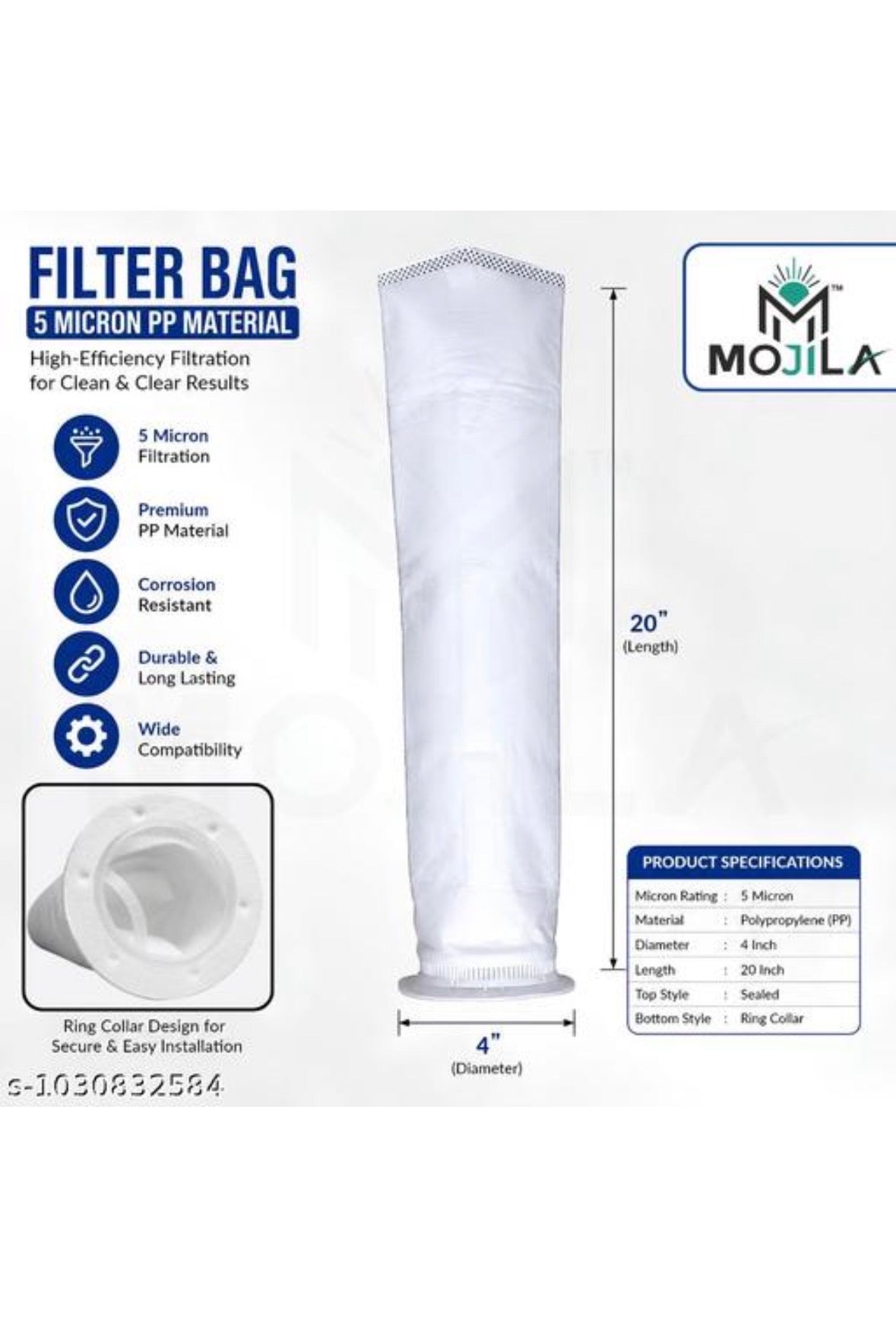 MOJILA Pure Water Filter Cartridge – Advanced Water Filtration Replacement | Pack of 1