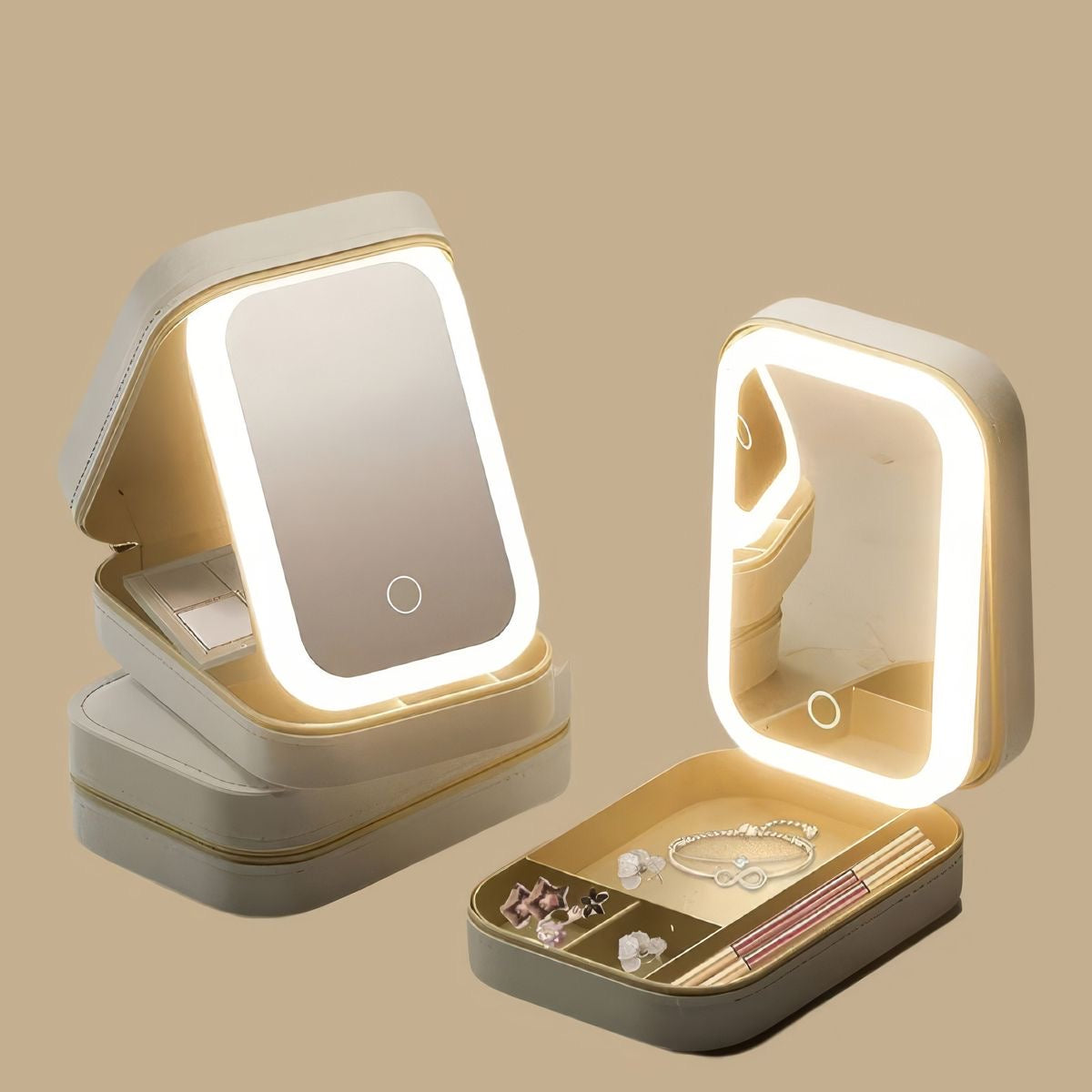 LED Lighted Travel Makeup Bag with Mirror – Rechargeable Cosmetic Organizer