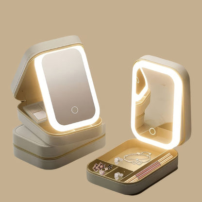 LED Lighted Travel Makeup Bag with Mirror – Rechargeable Cosmetic Organizer